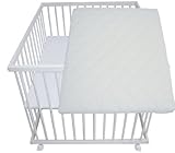 Laufgitter weiß lasiert 75x100 Buche mit Matratze