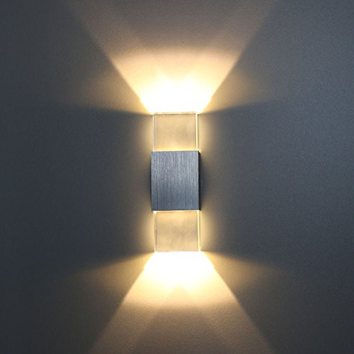 LED Wandleuchte Wandbeleuchtung Lampe Beleuchtung Up Down Leuchte Flurlampe Treppenleuchten aus Aluminium für Wohnzimmer Eingangsflur Dekoration (Warmweiß)