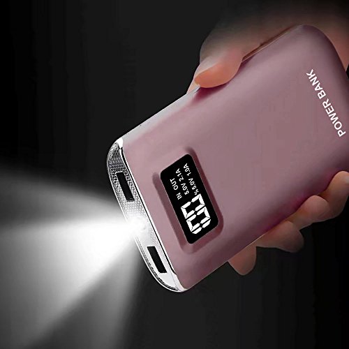 DoSHIn Caricabatterie Portatile 10000mAh 2 Porte USB Batteria Esterna con LED Display Digitale Intelligente Power Bank,per iPhone, Samsung, Huawai, Tablet, Smartphone e Altro(Oro rosa)