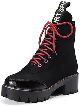 Gll&amp;xuezi Women's Boots Fashion Boots Bootie Fall Winter Leatherette Casual Outdoor Dress Lace-up Chunky Heel Yellow Black 1in-1 3/4in , yellow , us7.5 / eu38 / uk5.5 / cn38