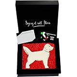 Handgemacht in Italien- Freundlicher Hund aus Stein - Elegante Geschenkbox und Nachrichtenkarte/Message Card in Englisch Inbegriffen - Altes und schönes italienisches Kalkstein mit Fragmenten aus Fossil - Symbol der bedingungslose Liebe, Hingabe, Freundschaft, Schutz und Loyalität - Golden Retriever - Labrador Liebhaber Geschenk - Geschenke für beste freundin hochzeit anhänger abschied ärztin ältere dame ältere männer ältere frau baby junge bruder 30 40 70 geburtstag mann 6 9 jahre mädchen junge
