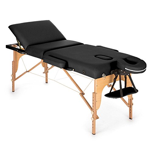 Klarfit MT 500 , Massageliege , Massagetisch , Massagebank , 10-stufige Rückenlehne , Armlehnen , Kopfstütze , verstellbare Fußstützen , Gesichtsloch , 10 cm Polsterung , Feinzellschaum , Kunstleder , tragbarer Transport-Koffer , verschiedene Farben