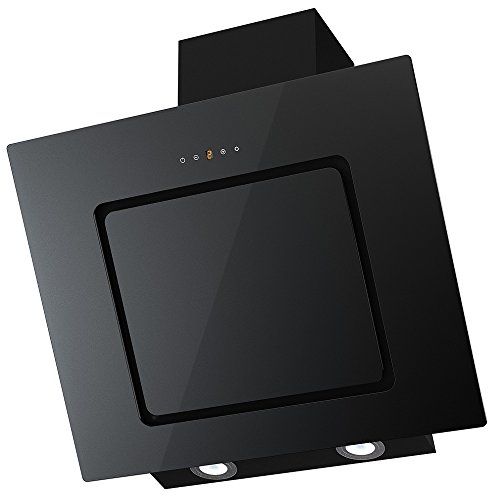 Preisvergleich Produktbild Qualität Kopffreie Dunstabzugshaube schräg Haube diagonal Wandhaube KRONA STEEL KIRSA 600 BLACK / 60 cm / Glas Design / Touch / ECO LED / 42 dB / Extra leiser Motor