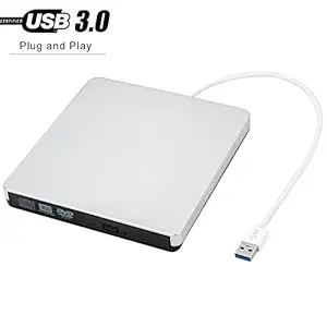 j-deal 6438279 Portable Ultra Slim External Slot USB 3.0 High Speed CD/DVD-RW Burner for