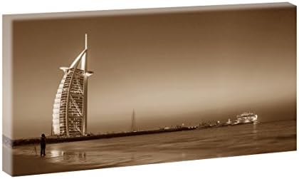 Dubai | Panoramic Picture XXL Format | Canvas Wall Art | Wall Art | Poster | Photography/Available in Various Sizes and Colours, Polyester canvas, Sepia, 40 cm x 80 cm