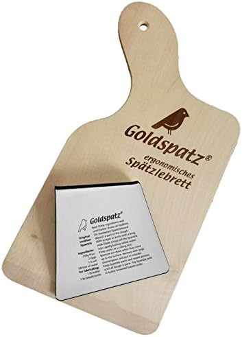 Goldspatz Ergonomic Spaetzle Board & Scraper with Engraved (Spaetzle-Recipe in English)