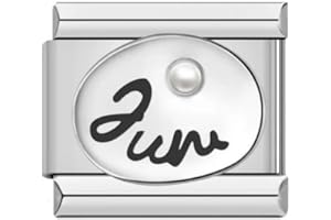 MON & SONS M&S Jan to Dec Birthday Birth Stone Date Anniversary Month 9mm Italian Link Charm Compatible With Nomination Bracelet