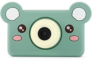 Kidamento Kids Digital Camera & Video Camcorder, Soft BPA-Free Silicone Casing, 32GB Memory Card - Model C - Mikayo The Bear