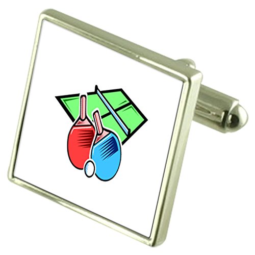 Preisvergleich Produktbild Tischtennis Sport Sterling Silber Manschettenknöpfe graviert Box Optional