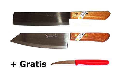 2 x Kiwi Thai Chef Kochmesser Küchenmesser #173 #172 + GRATIS Garniermesser und Entkernungsmesser für Früchte und Obst