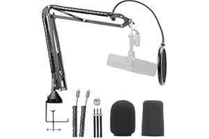 Shure SM7B Brazo con Filtro Antipop, Tubo de Montaje, Abrazadera de Mesa Actualizado Compatible con Shure SM 7B Micrófono por YOUSHARES