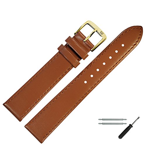 Uhrenarmband 20mm Leder braun, feines echtes Rindleder - Marburger Uhrband inkl. Federstege & Werkzeug - passend zu flachen Uhren - Marburger Uhrenarmbänder seit 1945 - hellbraun / gold Uhrenarmband 20mm Leder braun, feines echtes Rindleder - Marburger Uhrband inkl. Federstege & Werkzeug - passend zu flachen Uhren - Marburger Uhrenarmbänder seit 1945 - hellbraun / gold