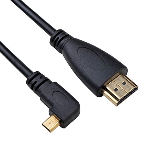 CY links gewinkelt 90 Grad Micro HDMI auf HDMI Stecker HDTV Kabel 50 cm für Handy & Tablet