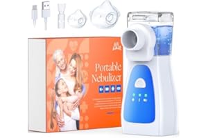 AIDISY Nebulizador Portatil para Adultos y Niños - Inhalador Ultrasónico de alta Potencia, la Batería dura Mucho Tiempo, Recargable USB-C, Dos Velocidades, 2 Máscaras y Snorkel