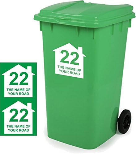 Vinyl Signs Direct Wheelie Bin Stickers Personalised Pack of 2 Signs Size 18cm x 18cm D6