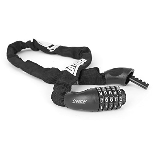 Gregster Fahrradschloss mit Zahlencode, Zahlenkettenschloss mit 5 stelliger Zahlenkombination, stabiles Kettenschloss fürs Fahrrad, schwarz - 5