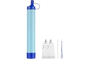 HOTUT Camping Water Filter, Personal Water Filtration Straw with Gravity Water Bag, Outdoor Water Filter, 0.01 Micron Water Filtration System Emergency Gear for Hiking, Climbing, Travel, Backpacking