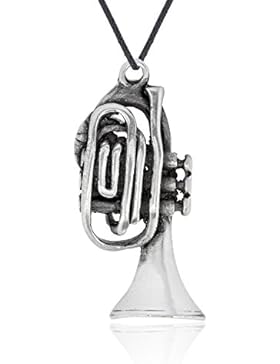 Llords Schmuck Trompete Musikinstrument Anhänger Halskette, feinster Zinn Metall Modeschmuck