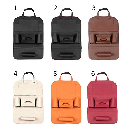 KOBWA Auto-Rückenlehnenschutz+ IPad/Tablet Fach, PU-Leder Organizer Rücksitztasche Kick-Matten-Schutz für Telefon / Tissue-Box / Umbrella / Kinder-Spielzeug / Flaschen (Schwarz) - 4