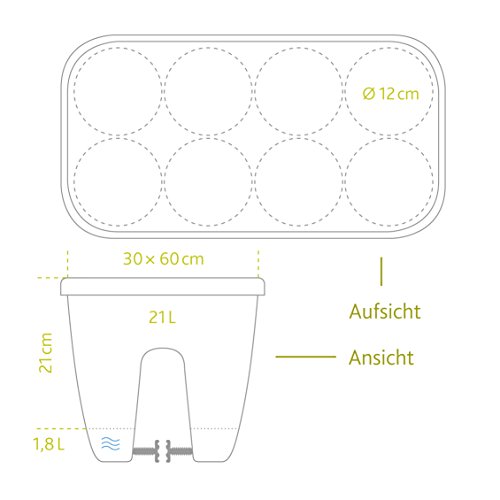 Emsa Geländertopf für den Balkon, 21 Liter, Selbstbewässerungssystem, Granit, City, 515389 - 4