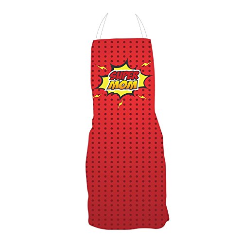 Giftsmate Super Mom Red Kitchen Chef Apron for Mother