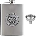 Store2508 Stainless Steel Hip Flask with 3D Skull Devil Design 8Oz (236 ml) with Funnel.