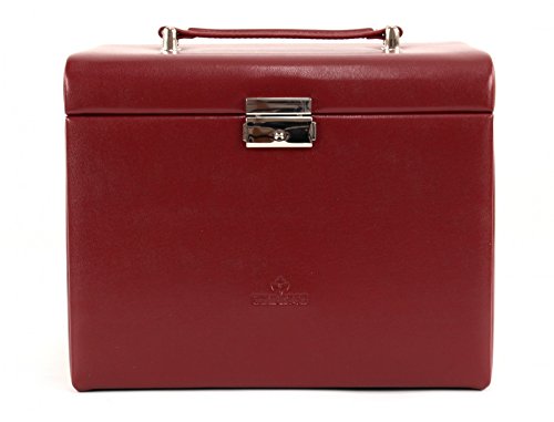 WINDROSE Merino Schmuckkoffer 5 Etagen + Etui Rot - 4