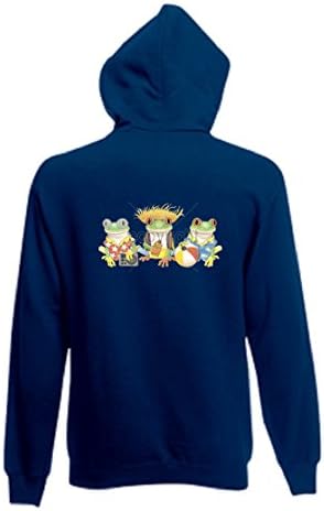 Simply Tees Jamaican Frogs Adult's Hooded Sweatshirt, printed on the back Navy- Large (41/43")