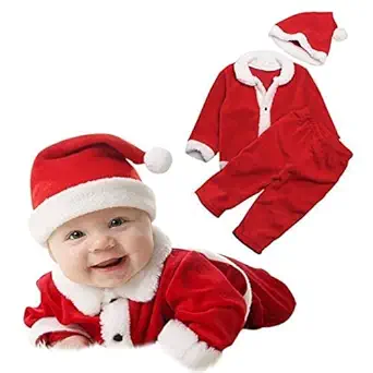 Santa Claus Dresses - Kids Special Unisex Santa Claus Dress Costume for Boys Girls Kids (0 Months to 6 Months) Red