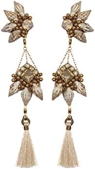 Deepa Gurnani Fashion Jewellery Crystal and Tassel Earrings
