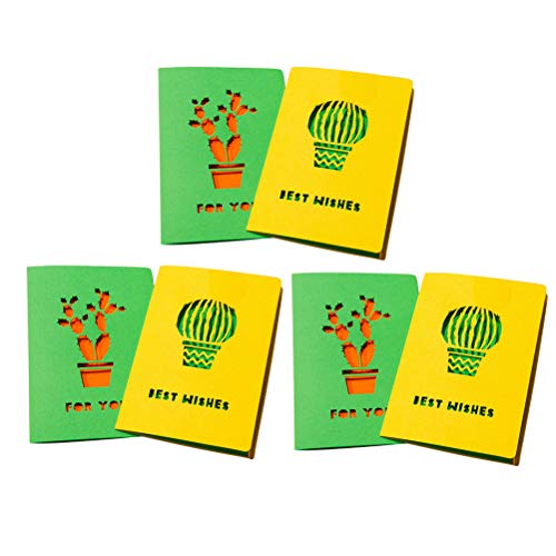Amosfun 6pcs Greeting Card Cactus Thank You Note Cards envelopes for Business Graduation Baby Shower