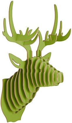 Safari Life 3D Wall Art, Wooden Animal Head, Stag Deer Green