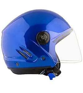 Racing-1 Track with Strap ISI Marked Open-Face Men & Women Scooty & Bike Riding Unbreakable Motorbike Helmet (Blue)