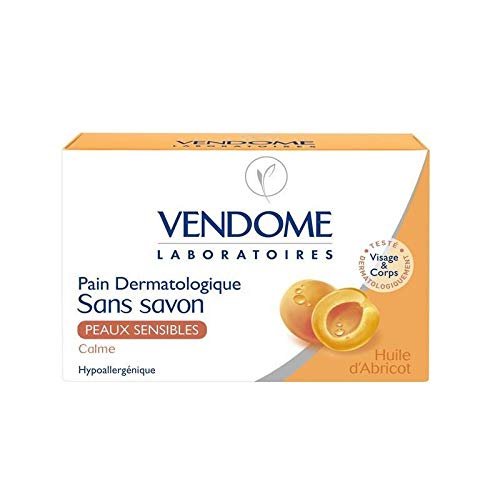 Vendome Pain Dermatologique Sans Savon Peaux Sensibles Calme à l'Huile d'Abricot 100g (lot de 6)