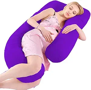 Mom's Moon New Stylish Pregnancy Pillow/Maternity Pillow/Body Pillow for Pregnant Women Sleeping with 100% Cotton Cover- Purple