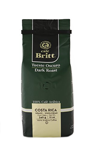 Gourmet Café Britt Costa Rica Tueste Oscuro/Dark Roast 100% Café Arábica ganze Bohnen, 340 g Packung