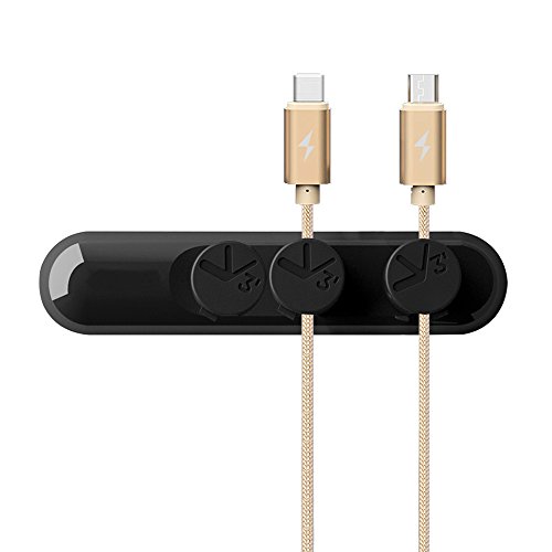 Philonext Organizador de cable multiusos Cable con cierre de clip magn  tico  gesti  n de cables para escritorio  Pack 3 hebillas para cables- para tel  fono m  vil  menos de 4 m m   en color negro