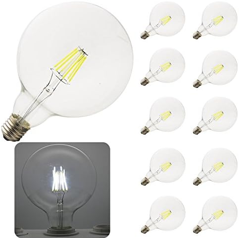 G125 LED Light Bulb E27 Cool White 6000 K 6 W 220 V AC LED Bulb 500 Lumens LED Globe Light Bulb Pack of 10