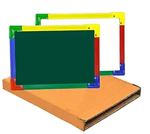 MS International 2 in 1 Double Sided Whiteboard and Black Slate for Kids ? 30x24cm (Green and White)