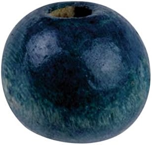 Blue Wood Beads Pony 9x10mm Large Hole Pack of 50