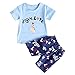 Produktbild Kobay Babykleidung Neugeborene Set Kinder Baby Girl Boy Cartton Brief Print Tops Solide T Shirt Gestreifte Hose Outfits Set(18-24M,Blau)