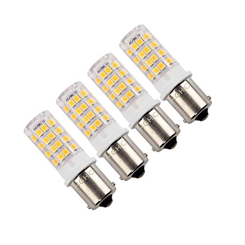 HGHC BA15S LED 12 V AC/DC 1156 1141 S8 SC Single Contact Base 5 W Blanc chaud 3000 K pour Bateau, RV, Auto Voiture, extérieur Éclairage de Paysages, etc. (Lot de 4)