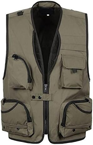Mesh Breathable Multi-functional Quick-duty Fishing Vest Scissors Outdoor Journalist Photography Vest Multi-pocket Waistcoat,Green-L