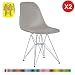 Produktbild Decopresto Lot 2 x Chaise Design Scandinave Retro Gris Perle Pieds Acier Metal Chrome DP-DSR-LG-2P