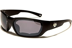 LUPSTY Lunettes de Soleil Moto Motard Biker matelassée avec Coussinets de Protection enveloppantes Wrap Femmes Hommes 8CP927MIX (Verres Gris Monture Noir Mat)