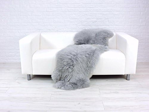 Giant genuine British DOUBLE sheepskin rug dyed silver grey D24