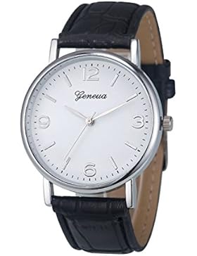 XLORDX Geneva Uhren,Mode Damen Herren Armbanduhr Lederarmband Damenuhr Vogue Schwarz Analog Qaurzuhr