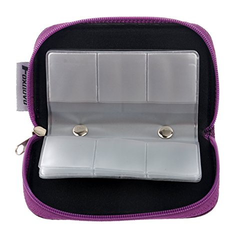 Foxnovo tragbar Case Schutzbox Schutztasche Kartentasche Tasche mit Reißverschluss für 22 SD SDHC MMC CF Micro SD Memory Card Speicherkarten (Viollet) - 6