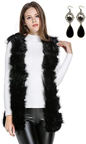 PIPIHU Women Faux Fur Sleeveless Shaggy Open Cardigan Vest Outwear