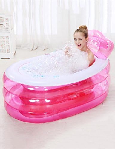 JHBJ Inflatable bathtub Thickening Inflatable Bathtub Adult Bathtub Folding Bathtub Children's Bathtub Plastic Portable Foldable Trip Shower Pool Shower Basin With Electric Air Pumps Soak the tub ( Color : Pink , Size : 160*90*75cm )